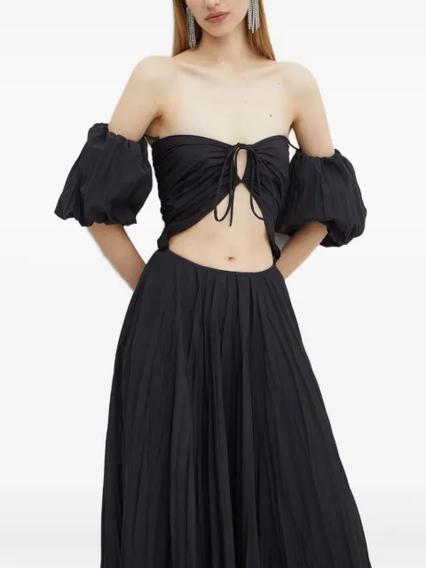 LUISA SPAGNOLI off-shoulder pleated maxi dress