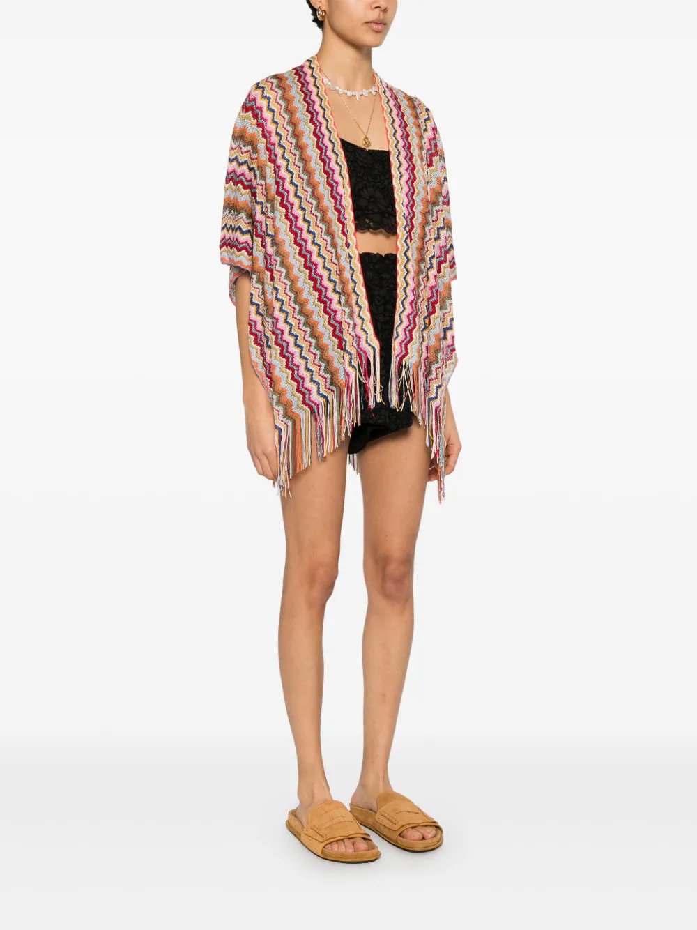 Missoni Poncho met zigzag-patroon Roze