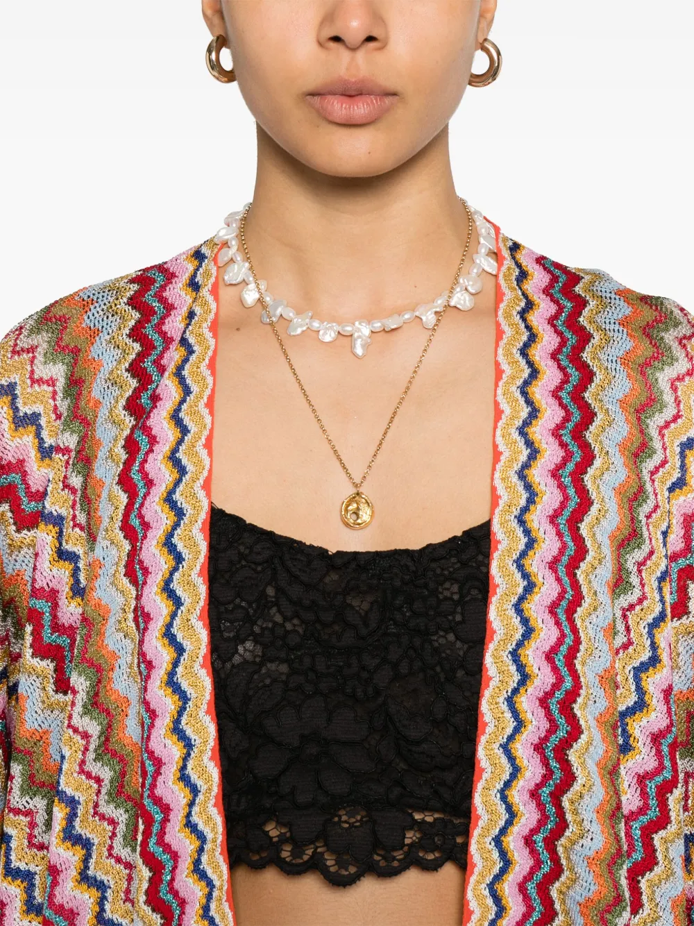 Missoni Poncho met zigzag-patroon Roze