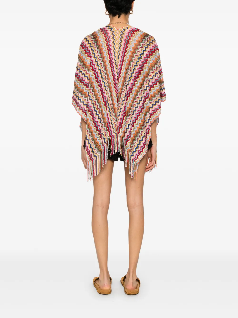 Missoni Poncho met zigzag-patroon Roze