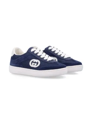 GUCCI CHILDREN ネイビーキャンバス テニス スニーカー 13.5 Children's G75 sneaker in blue suede | GUCCI® US