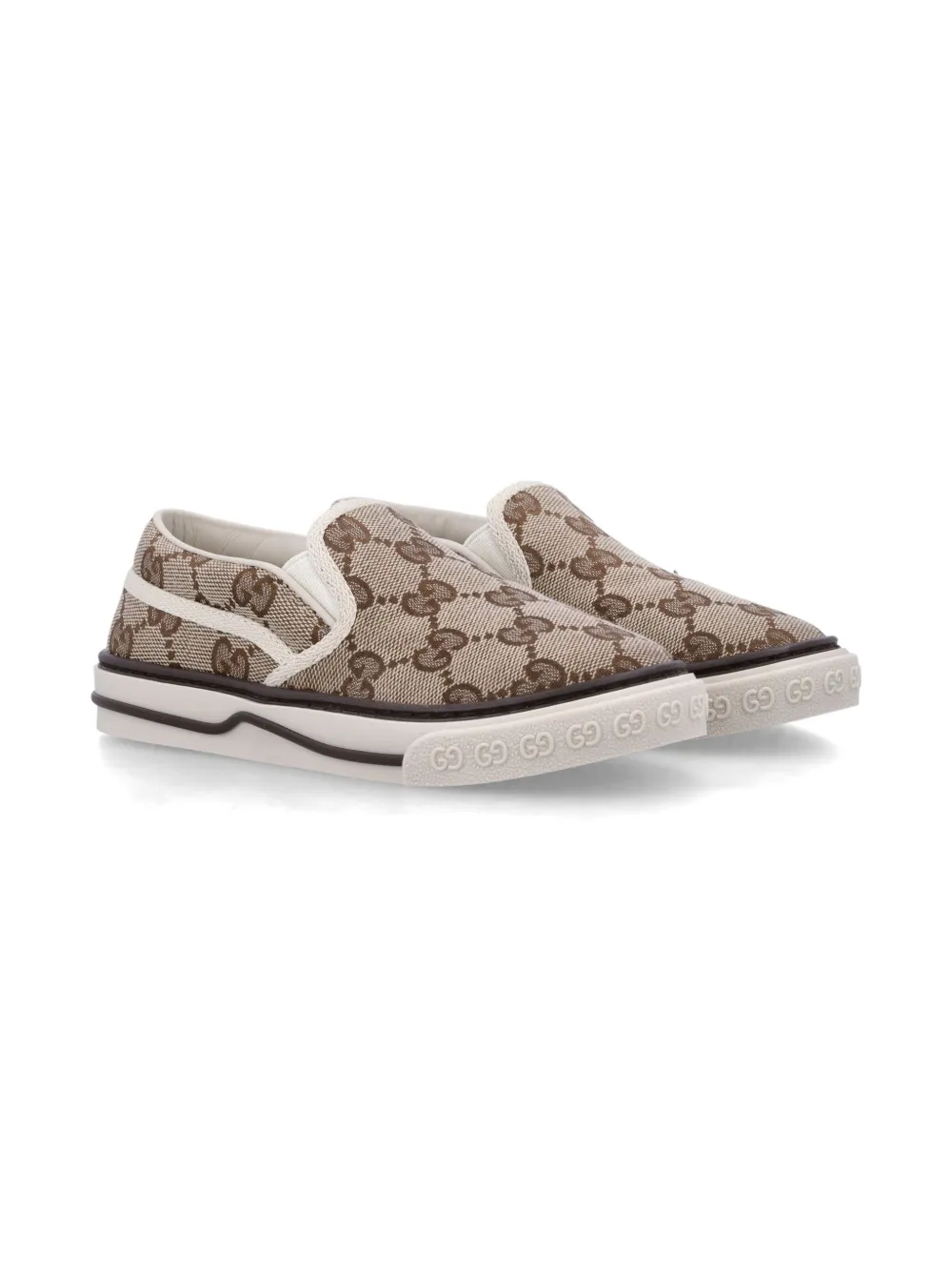 Gucci Kids' Original Gg Slip-on Sneakers In Brown