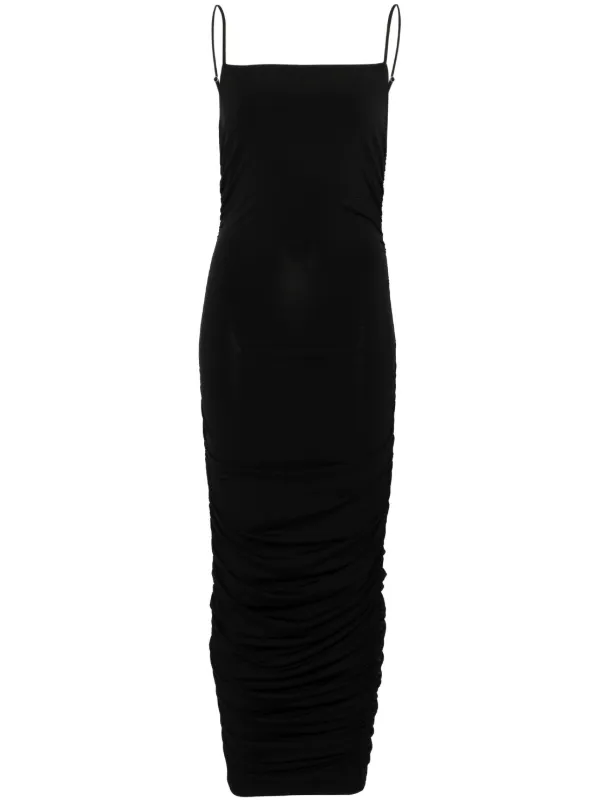 Michael Kors Ruched Jersey Midi Dress - Black
