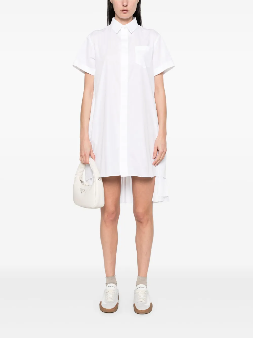 Sacai Geplooide blousejurk - Wit
