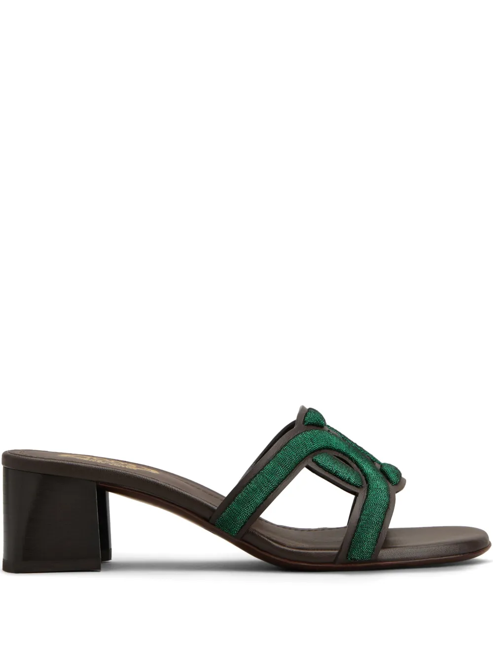 Tod's contoured-strap leather mules Green