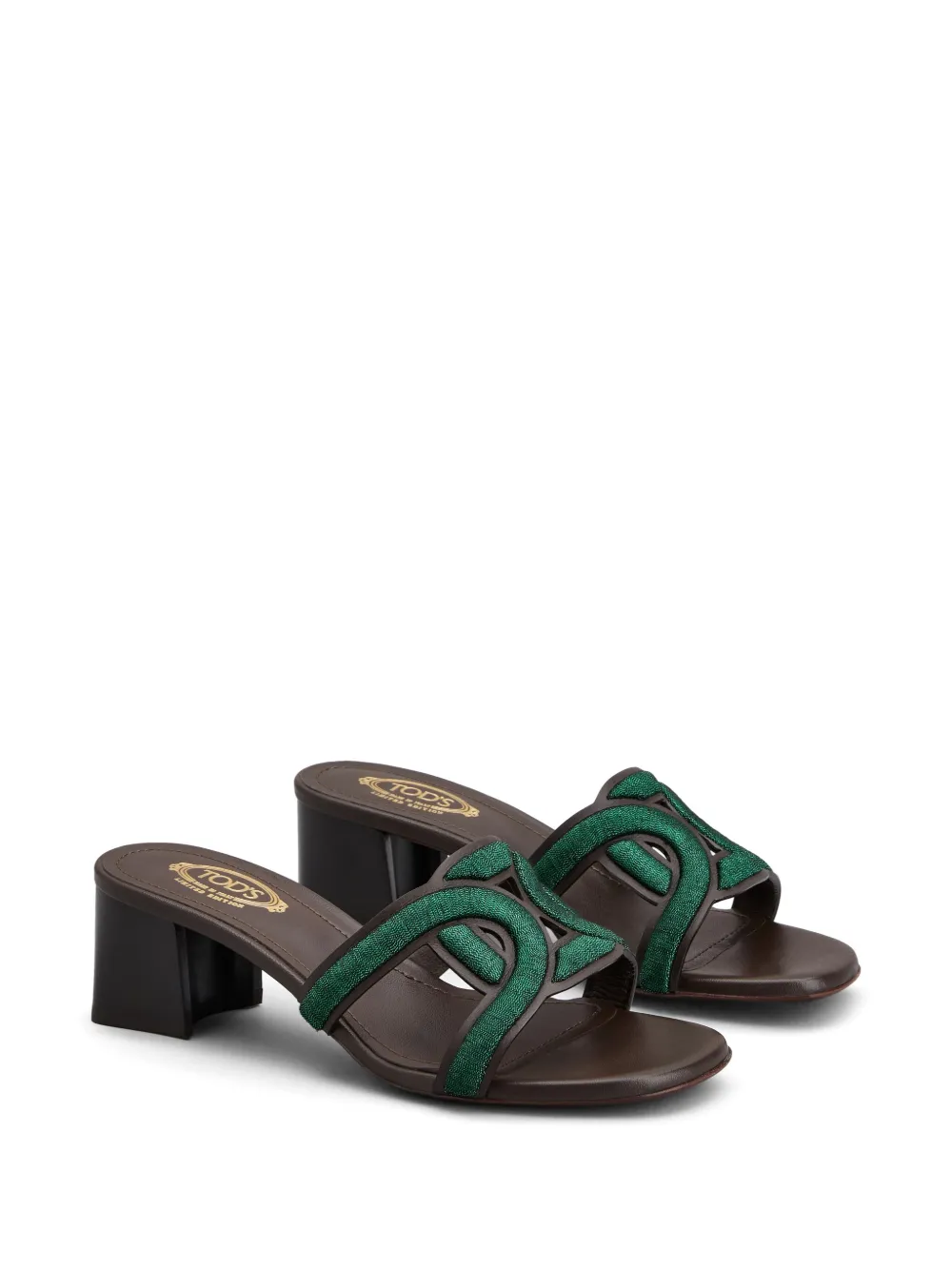 Tod's contoured-strap leather mules - Groen