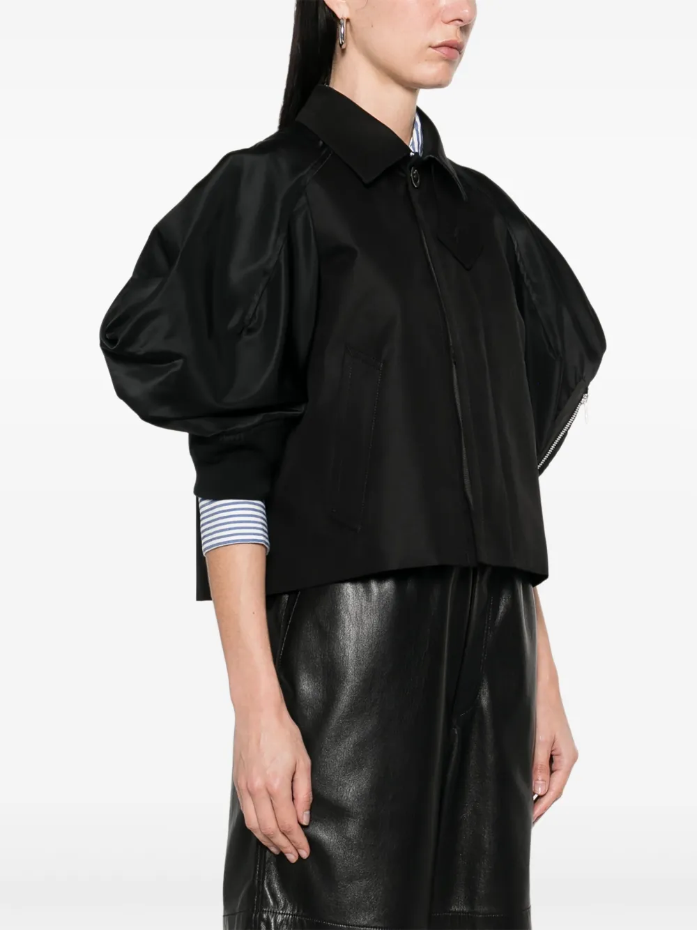 定番人気！ Sacai ショートスリーブ JP FARFETCH | ブラック | ジャケット ジャケット・アウター