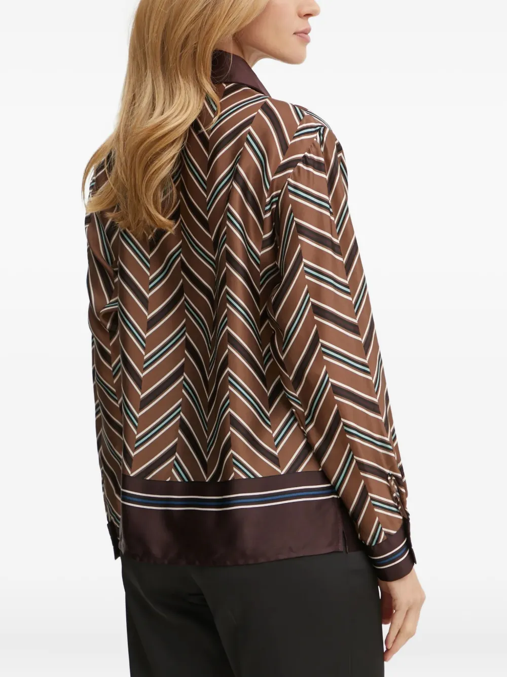 LUISA SPAGNOLI Blouse met geometrisch patroon en kraag Bruin