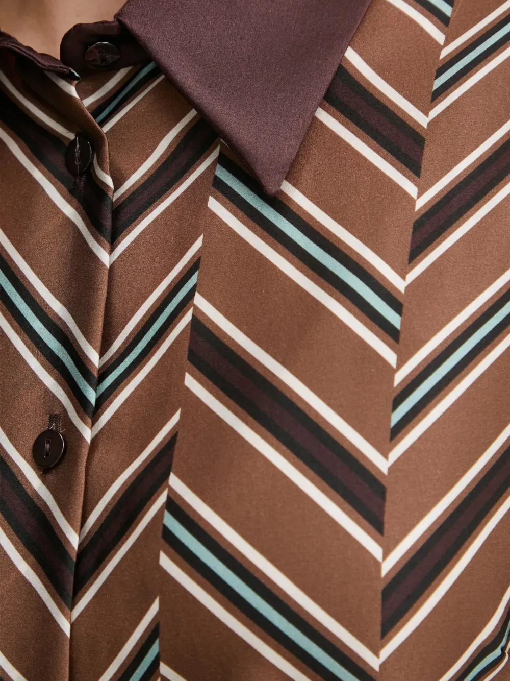 LUISA SPAGNOLI Blouse met geometrisch patroon en kraag Bruin