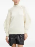 LUISA SPAGNOLI cable-knit balloon-sleeve sweater - White