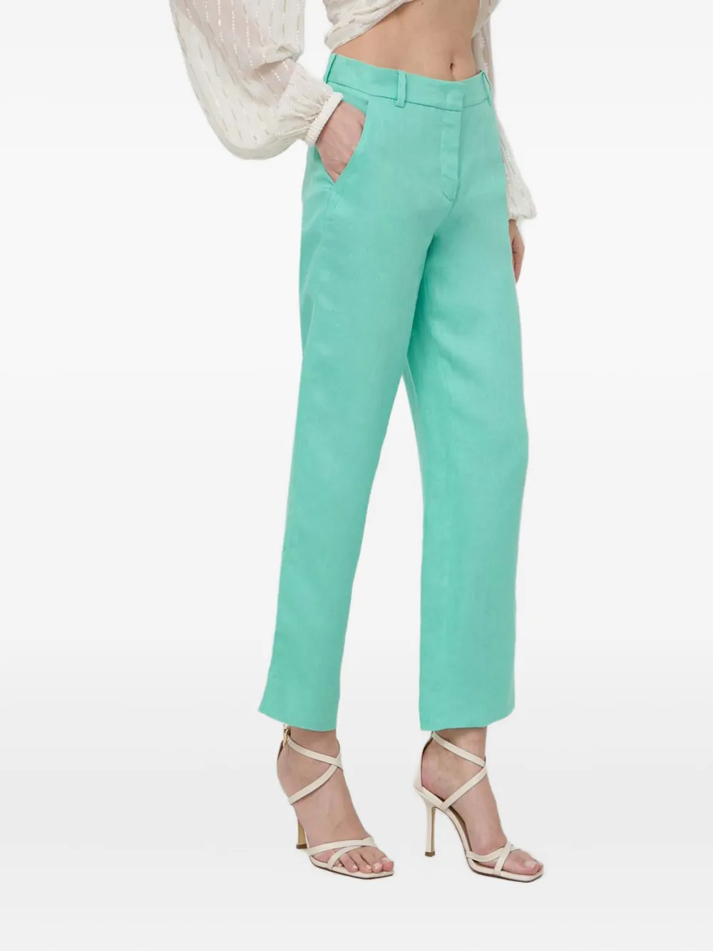 pocket-detail linen trousers