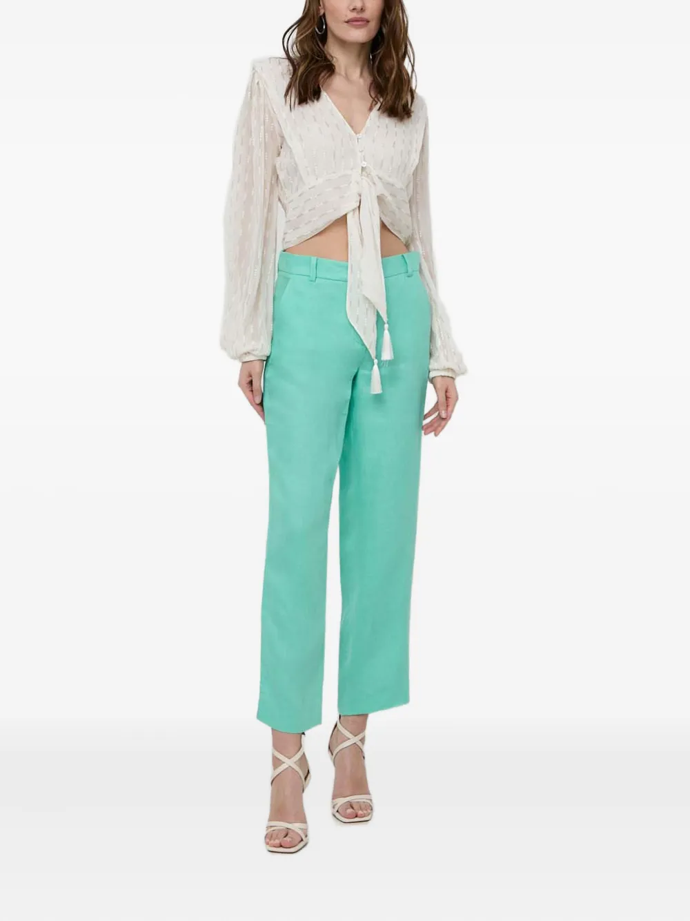 LUISA SPAGNOLI pocket-detail linen trousers - Groen