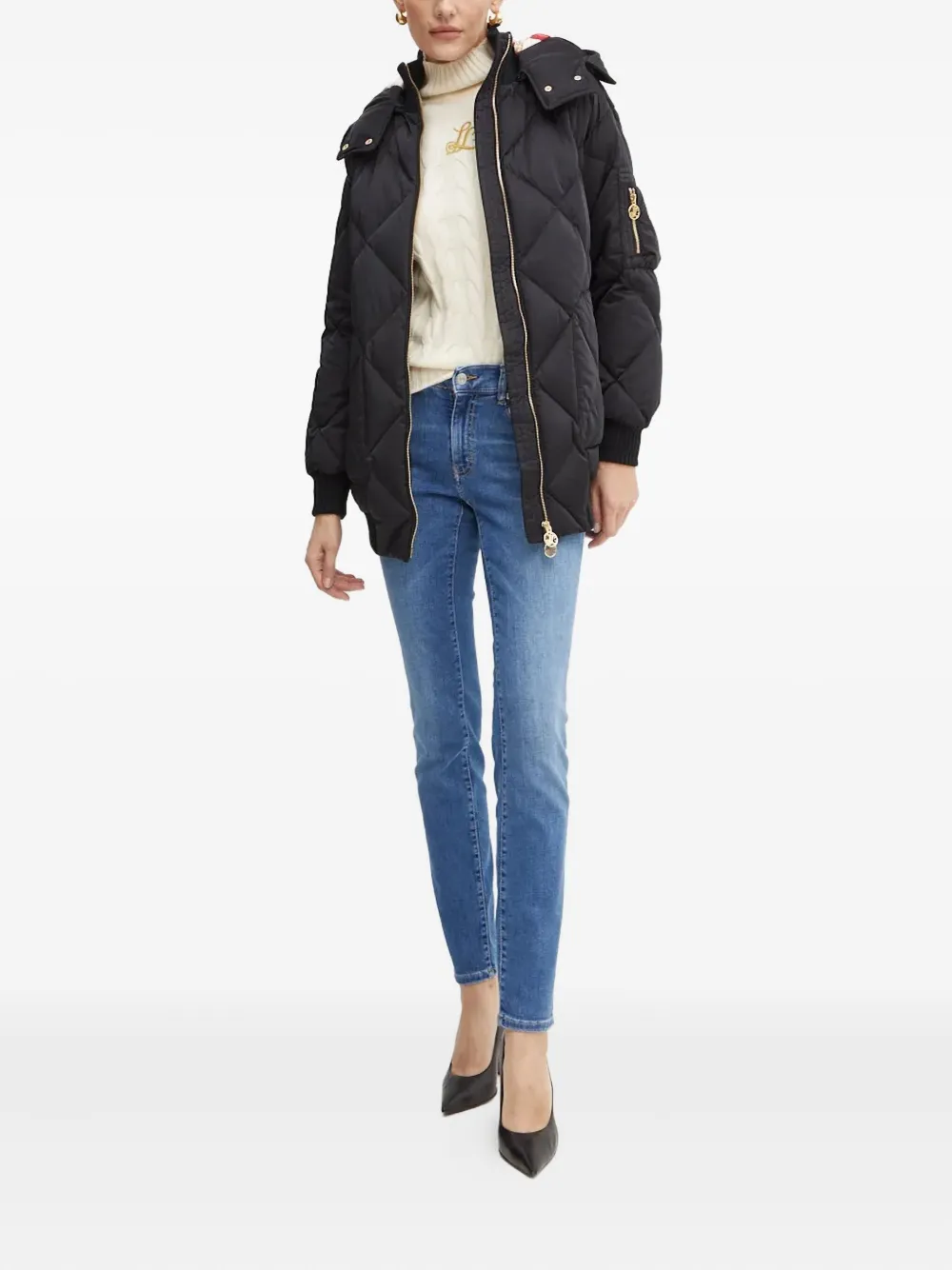 Luisa Spagnoli Quilted Hooded Jacket In Black
