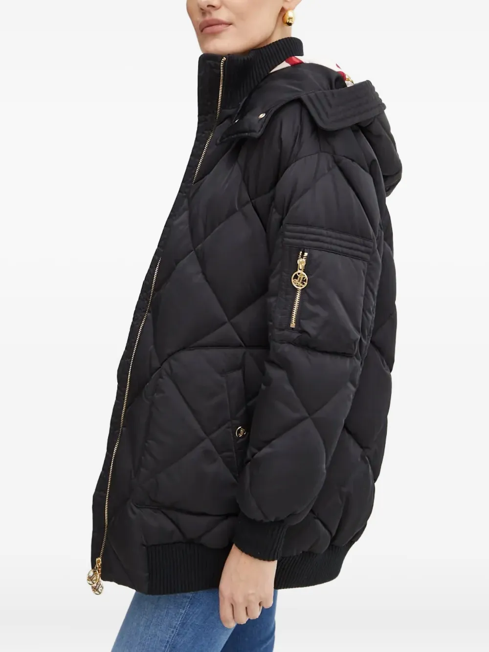 Luisa Spagnoli Quilted Hooded Jacket In Black
