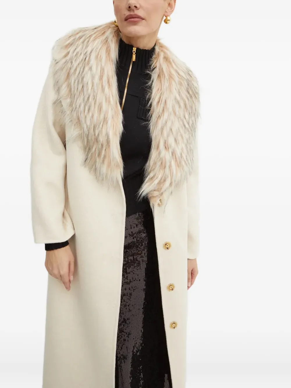LUISA SPAGNOLI Jas met kraag van imitatiebont Beige