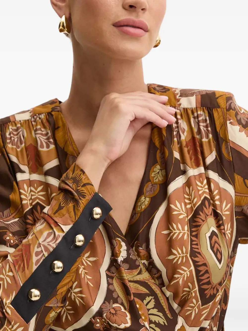 Luisa Spagnoli Long-sleeve Midi Dress In Brown