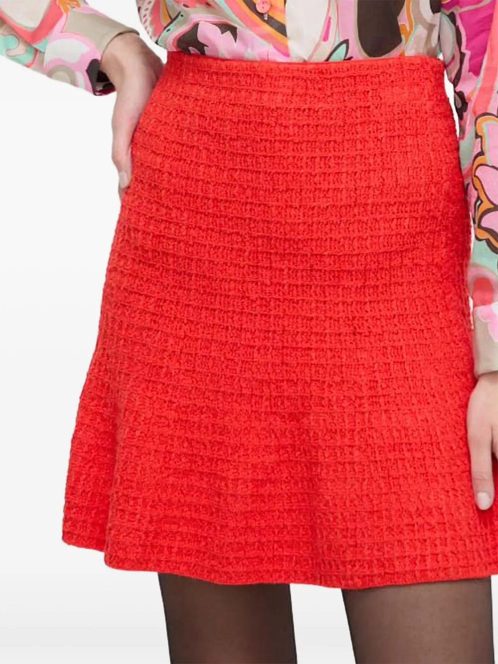 textured flared mini skirt