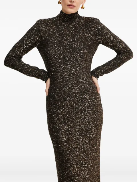 LUISA SPAGNOLI high-neck sequin-embellished midi dress