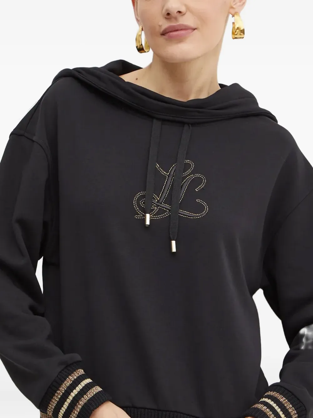 Luisa Spagnoli Logo Hoodie In Black