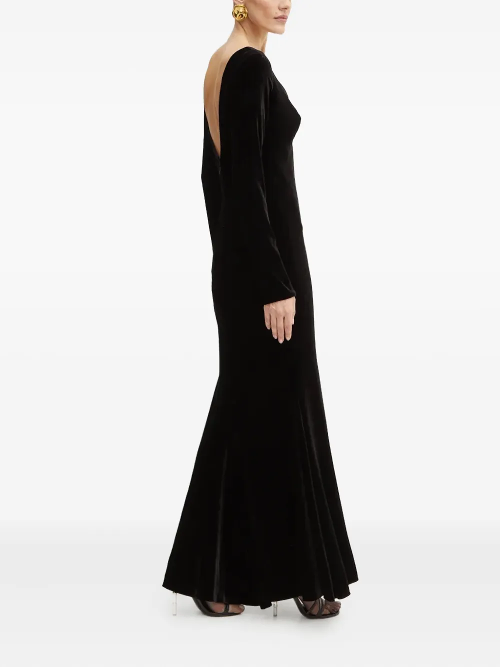 Luisa Spagnoli Long-sleeve V-neck Maxi Dress In Black