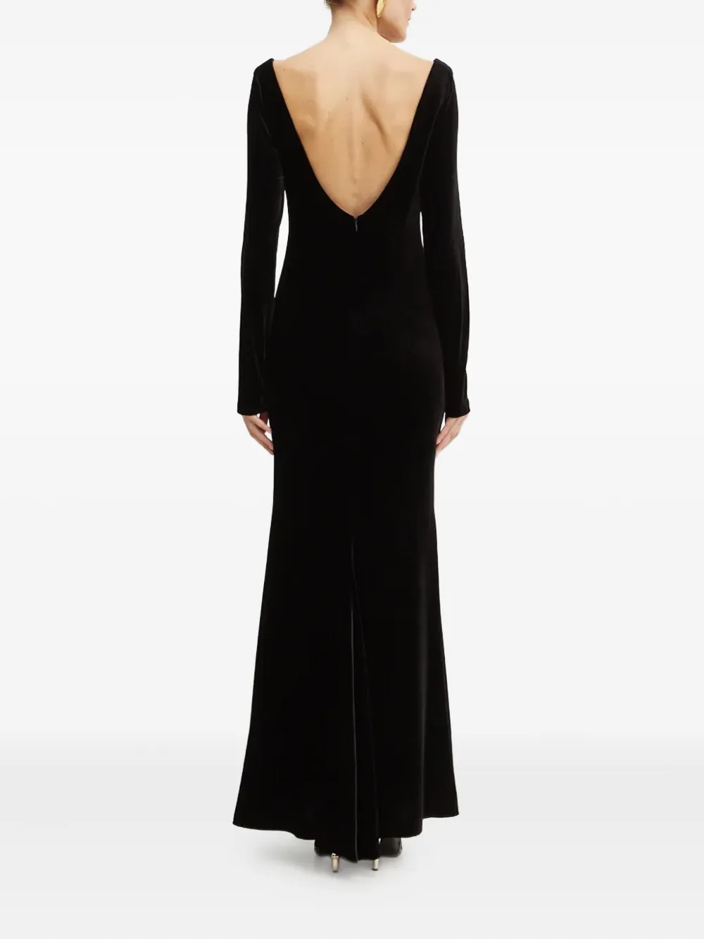 Luisa Spagnoli Long-sleeve V-neck Maxi Dress In Black