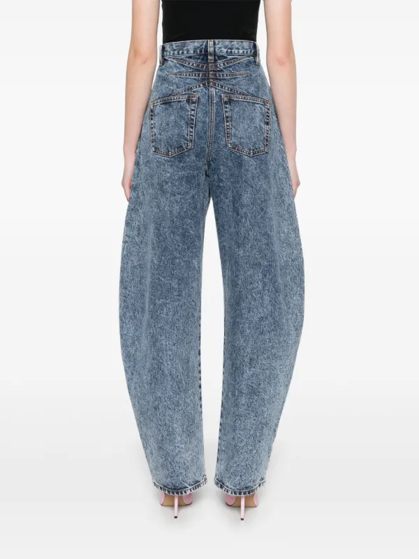 デニム・ジーパン ALAIA Women Denim Pants AA9P0155T5364 525 Blue Alaïa Wide denim jeans with knitted band | TheDoubleF
