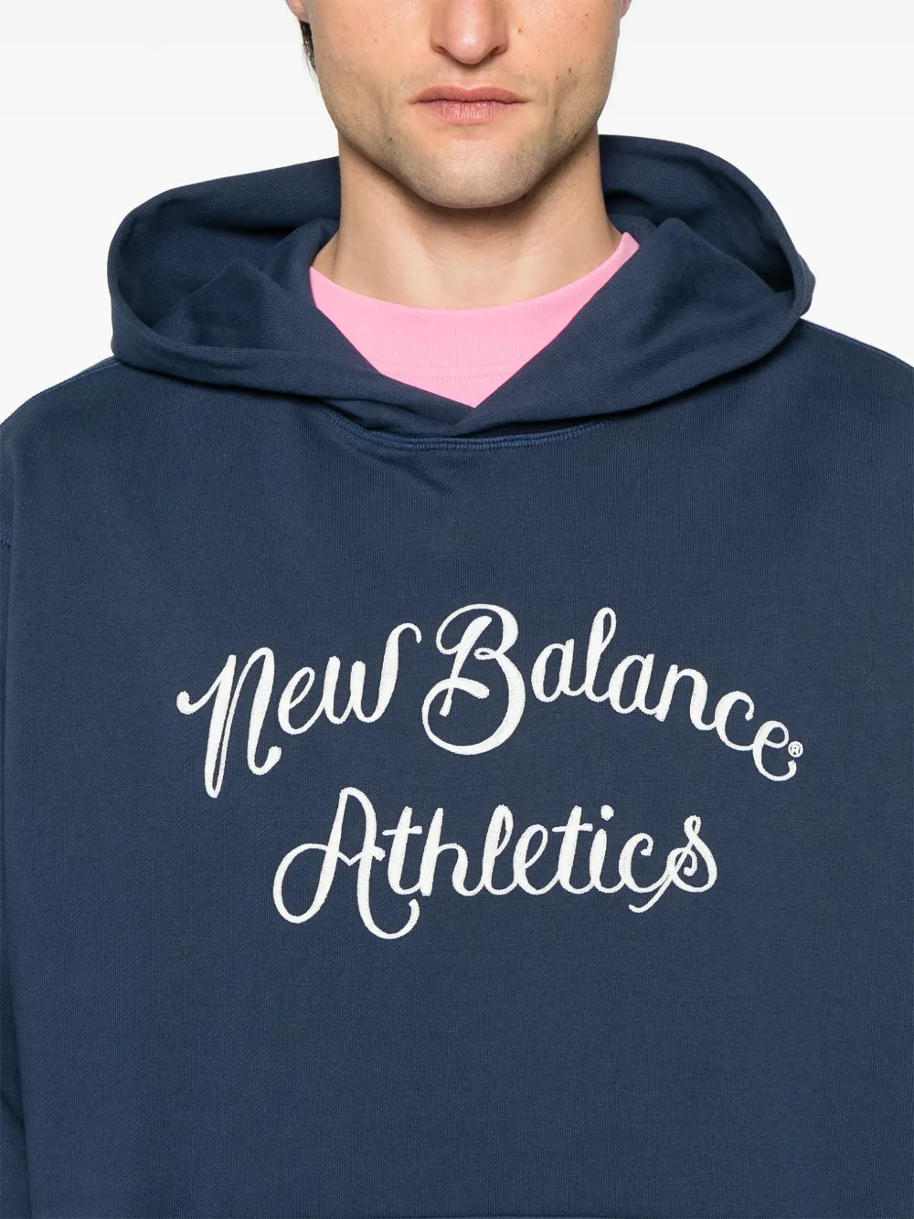 NEW BALANCE LOGO-EMBROIDERED HOODIE