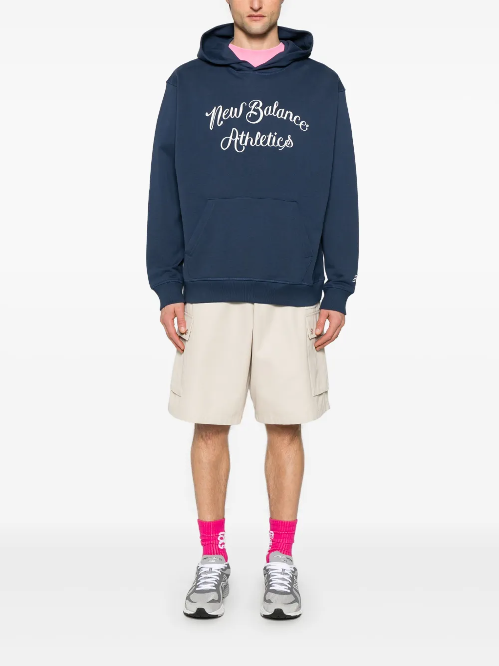 NEW BALANCE LOGO-EMBROIDERED HOODIE