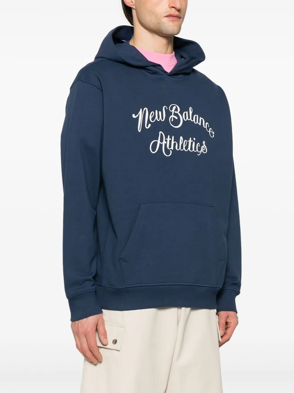 NEW BALANCE LOGO-EMBROIDERED HOODIE