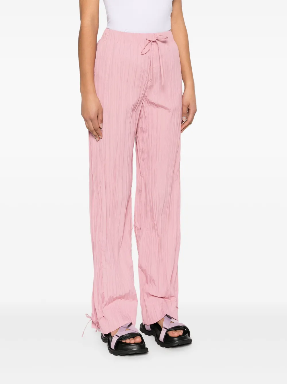 Shop Stine Goya Tie-fastening Loose Trousers In Pink