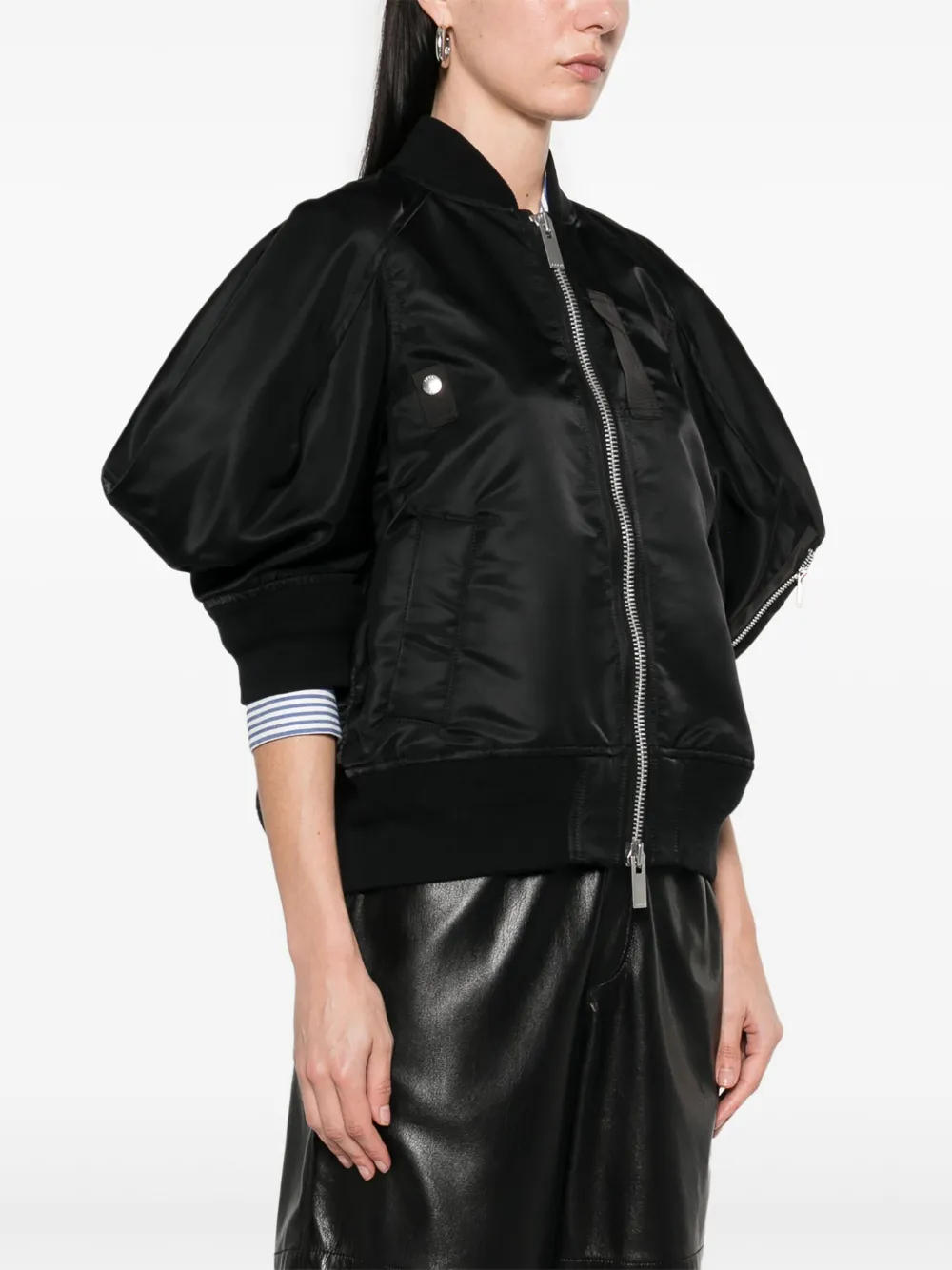 sacai Bomberjack met korte mouwen Zwart