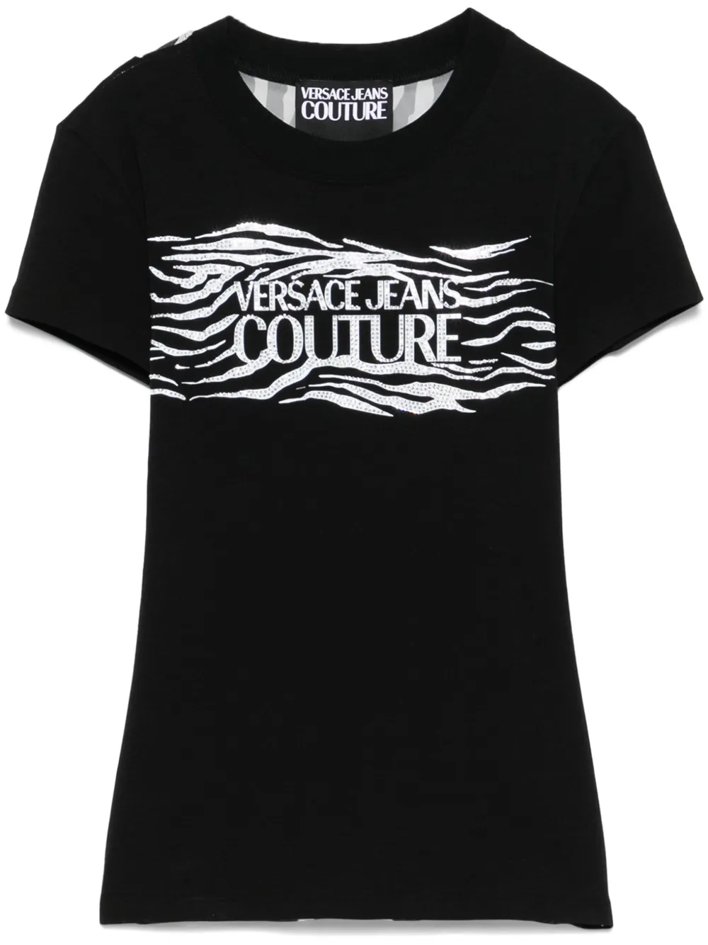 Versace Jeans Couture Crystal Zebra T-shirt Zwart