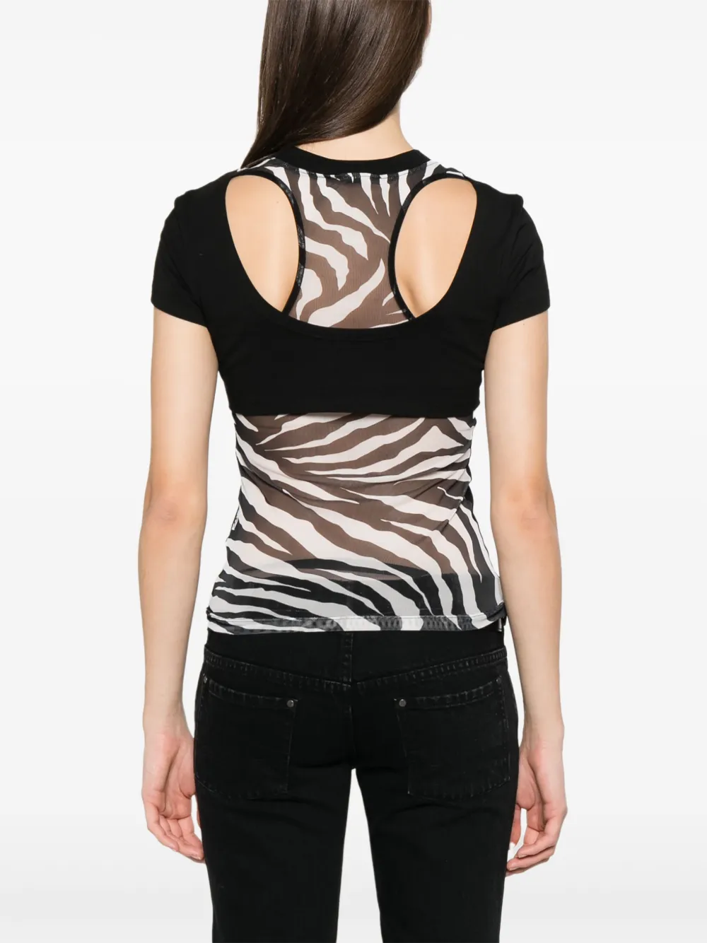 Versace Jeans Couture Crystal Zebra T-shirt Zwart