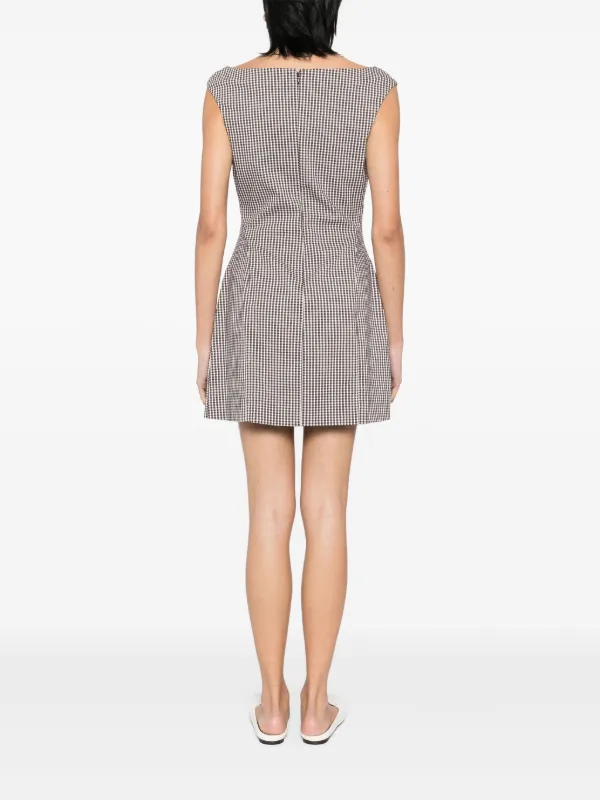 staud brown and white striped dress Staud Women's Wylie Striped Stretch-Cotton A-Line Midi-Dress - Huntington Stripe