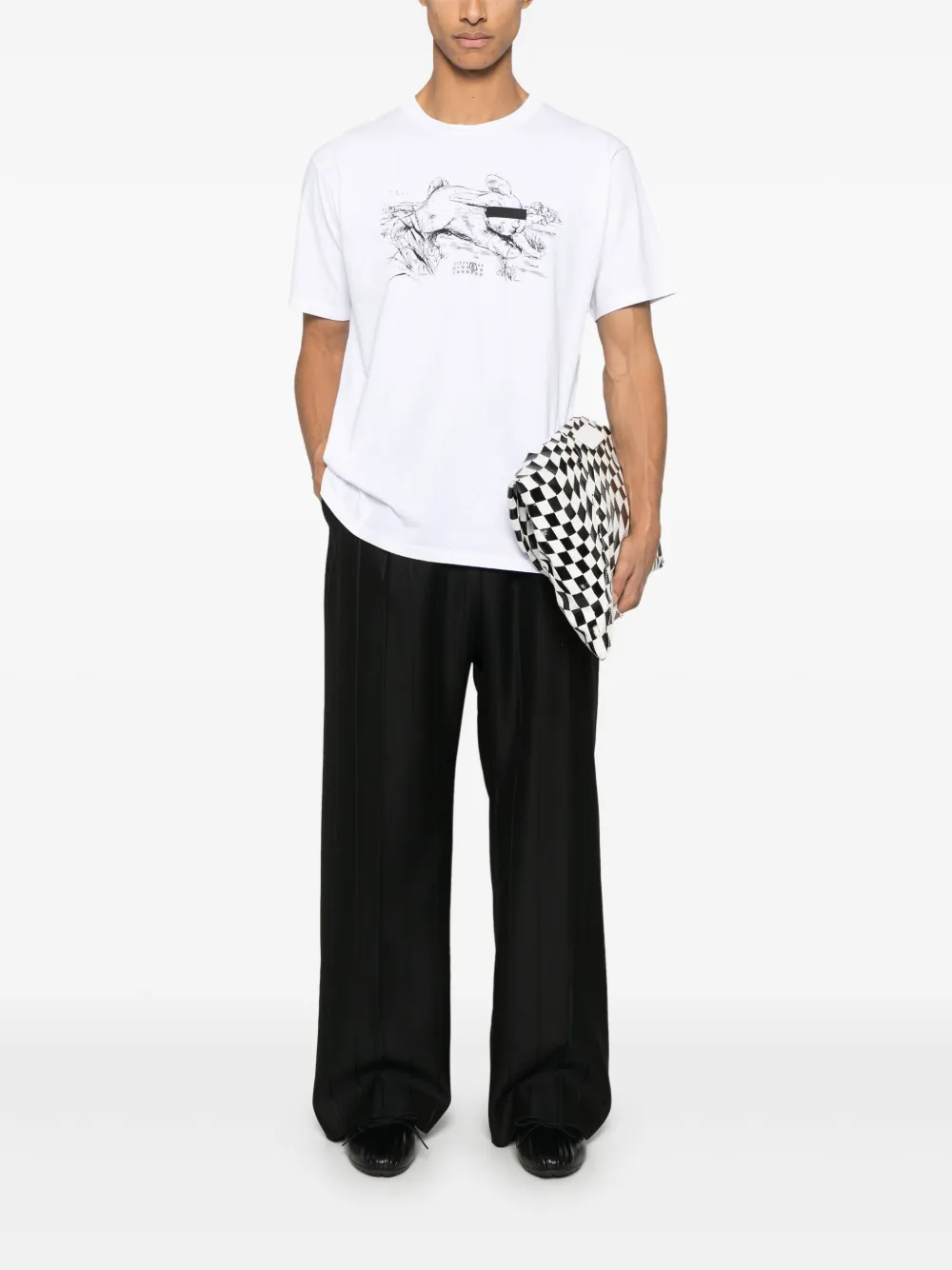 MM6 Maison Margiela illustration-print T-shirt - Wit