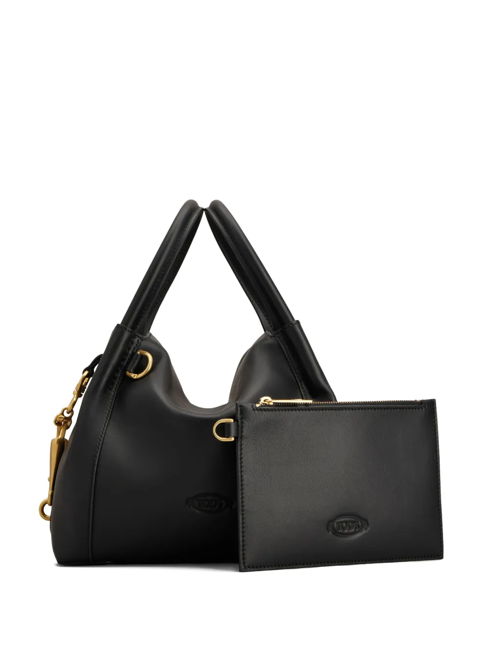 Tod's Leren shopper met logo Zwart