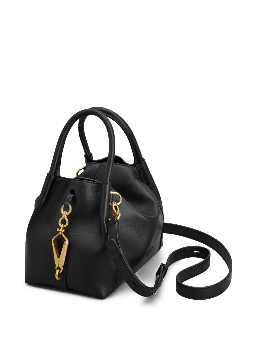 Tod's Leren shopper met logo Zwart