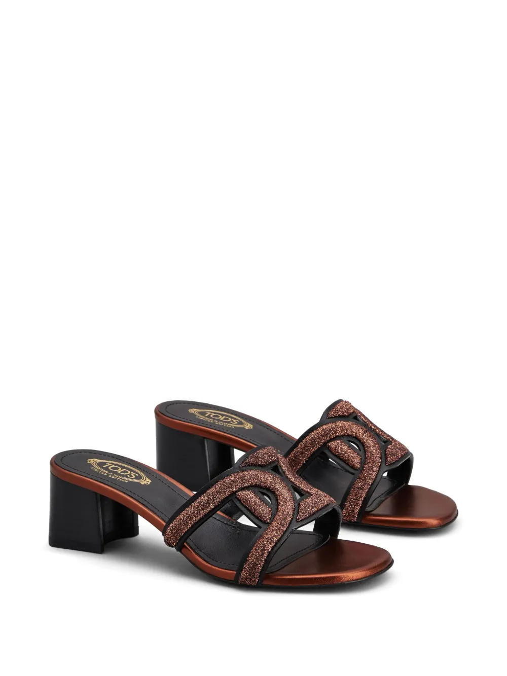 Tod's contoured-strap leather mules - Zwart