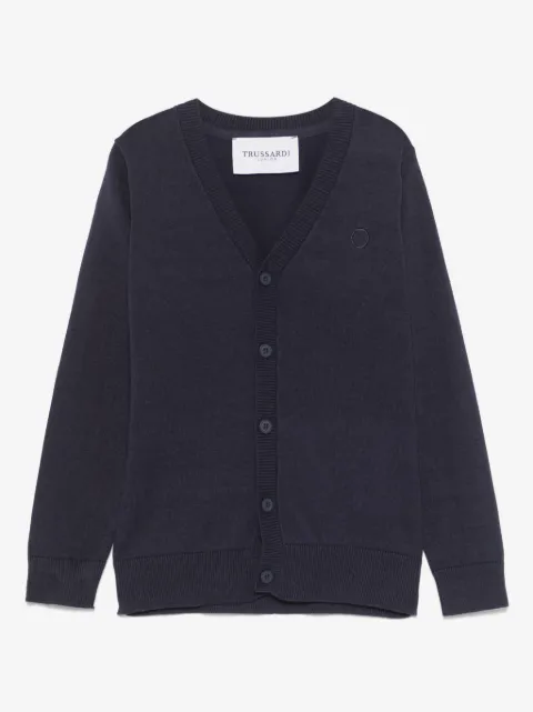 TRUSSARDI JUNIOR logo-embroidered cardigan 