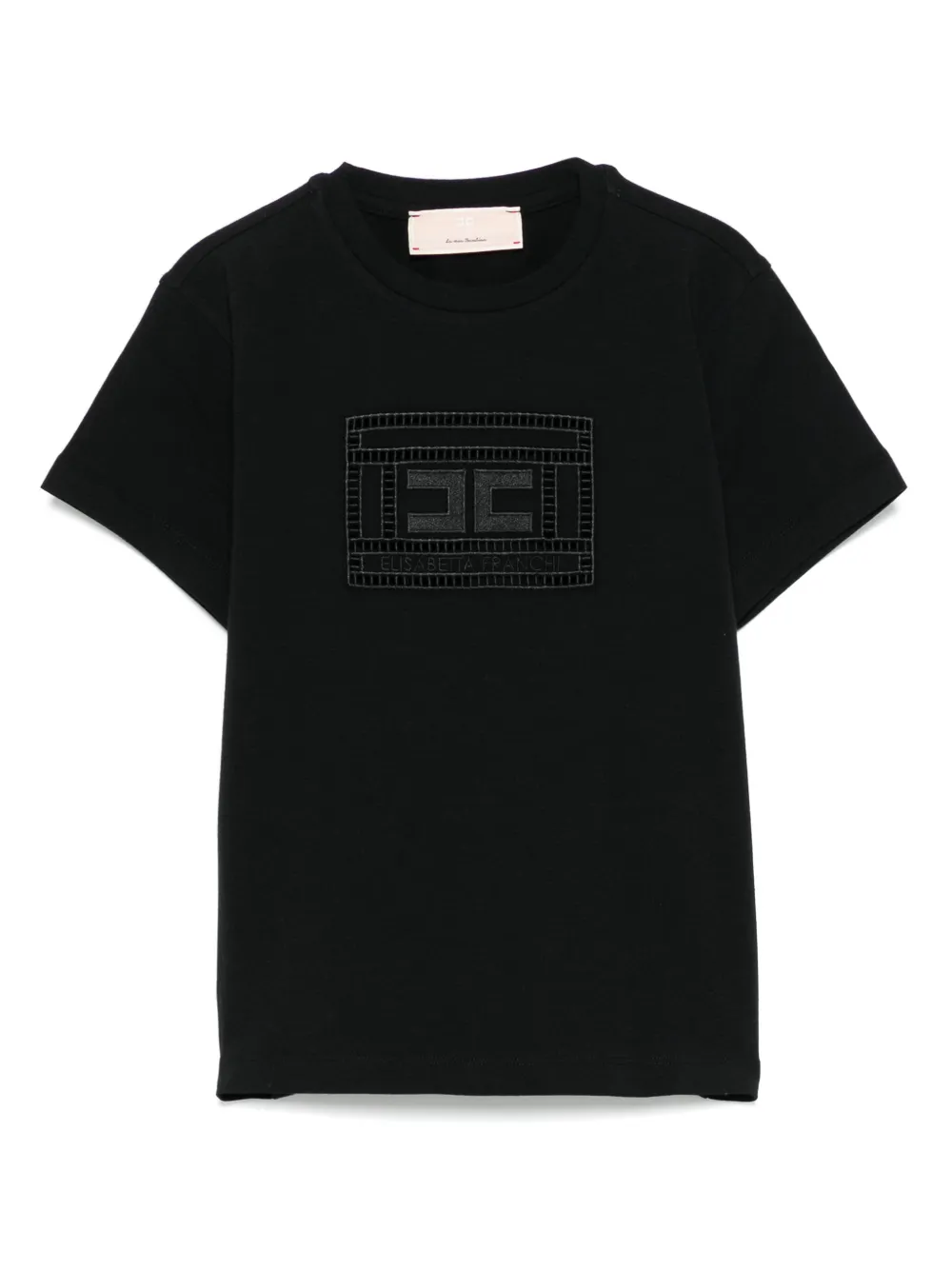 Elisabetta Franchi La Mia Bambina monogram-patch T-shirt | Black | Image 1