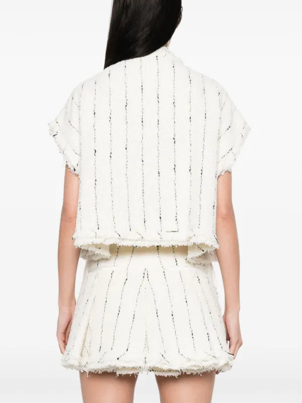 Sacai Tweed Jacket | White | FARFETCH