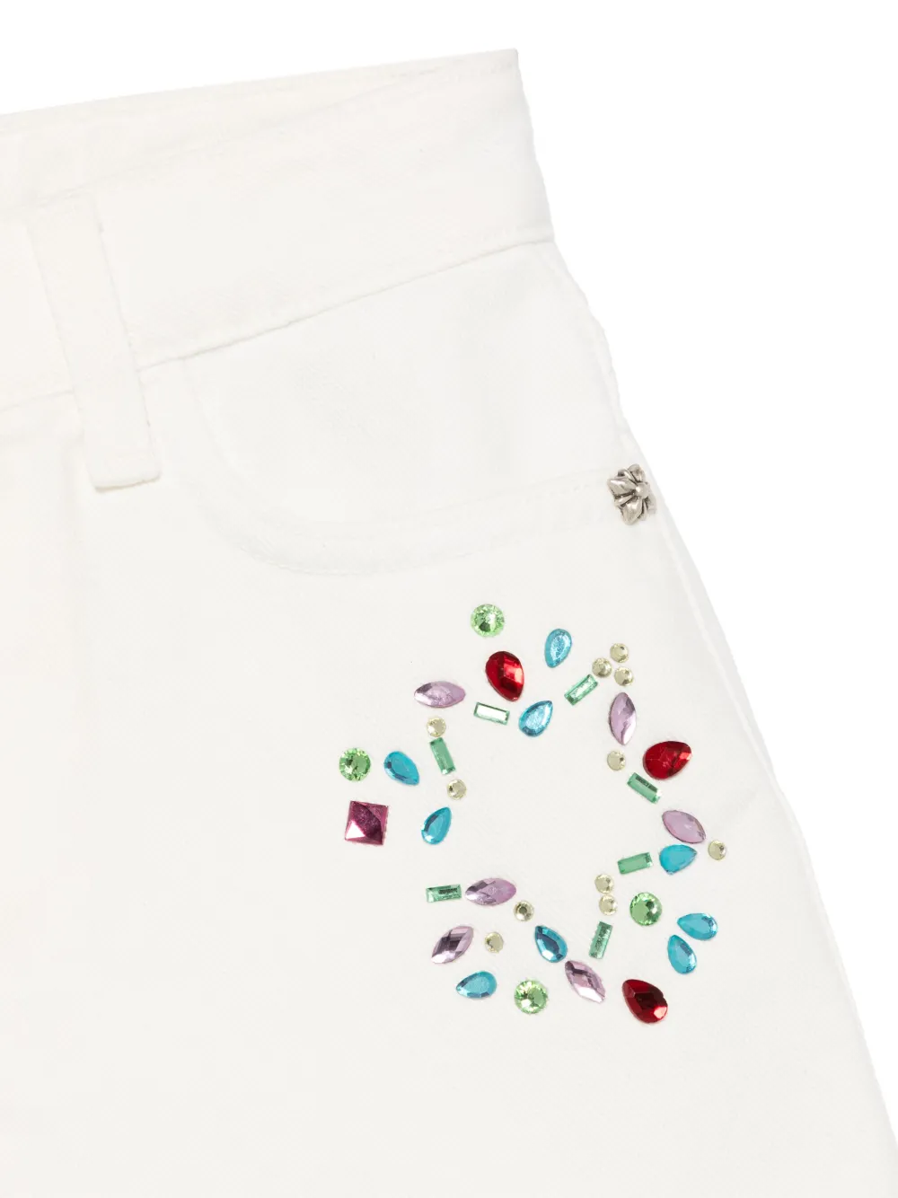 Shop John Richmond Junior Rhinestone-embellished Shorts In White