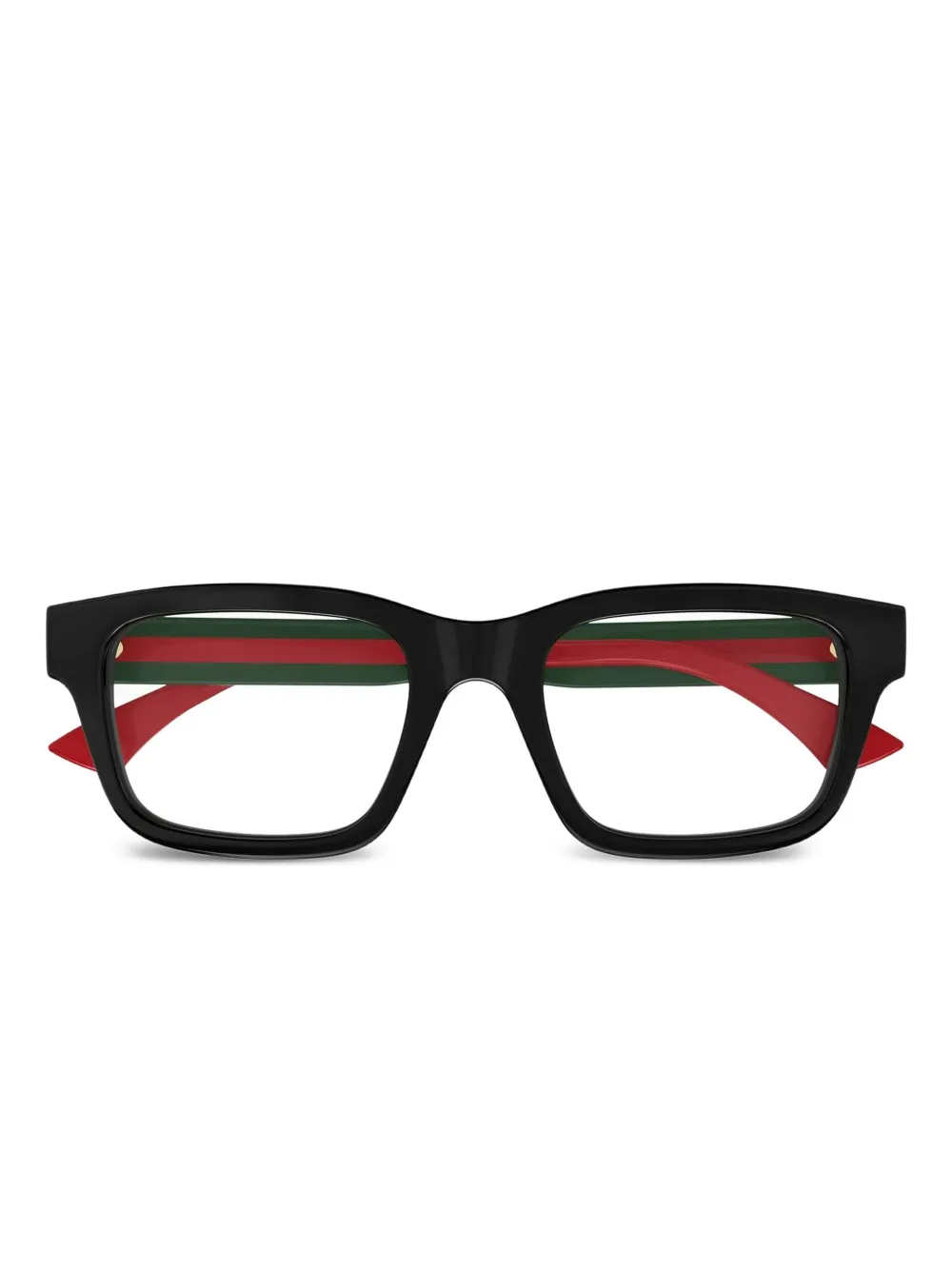 Gucci Eyewear ウェブストライプ スクエア眼鏡フレーム - ブラック