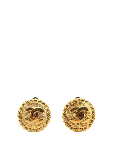 CHANEL Pre-Owned 20th Century Gold Plated CC Round Clip on Earrings costume earrings