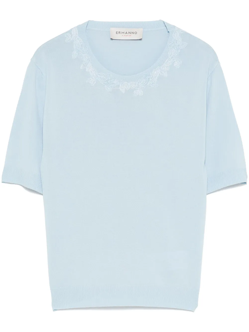 floral-embroidery T-shirt