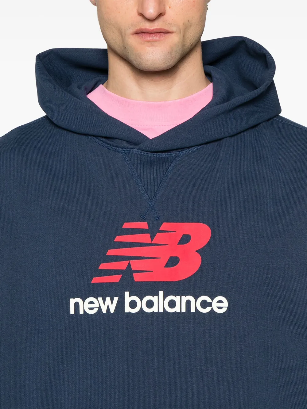 New Balance Hoodie met logo Blauw