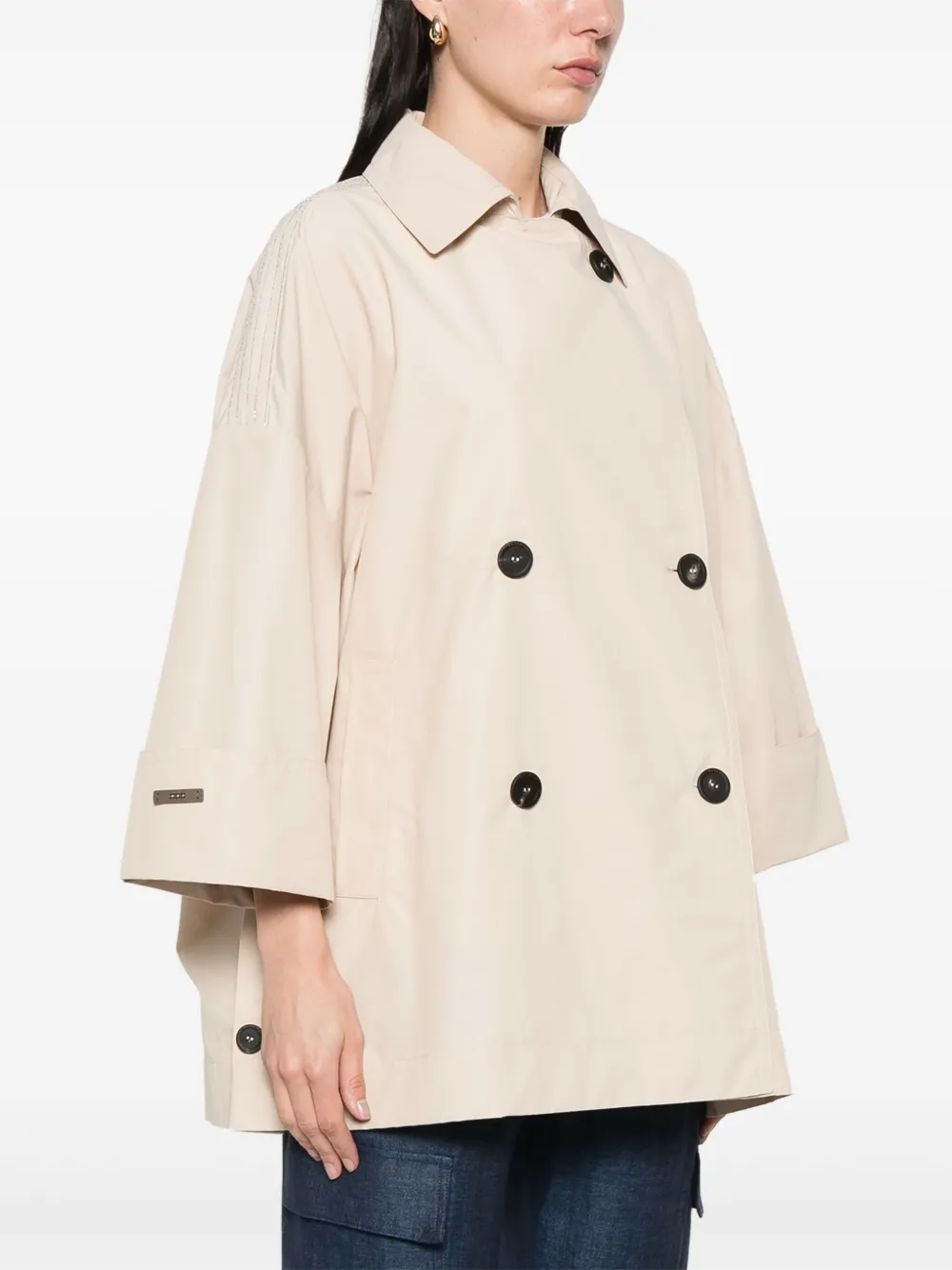 PESERICO BEAD-DETAIL TRENCH COAT 