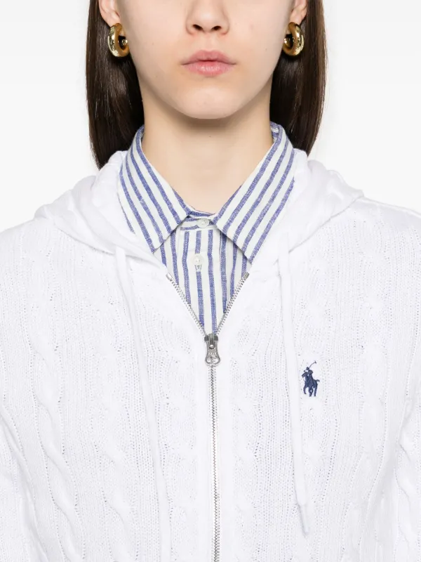 Polo Ralph Lauren cable-knit Hooded Cardigan | White | FARFETCH