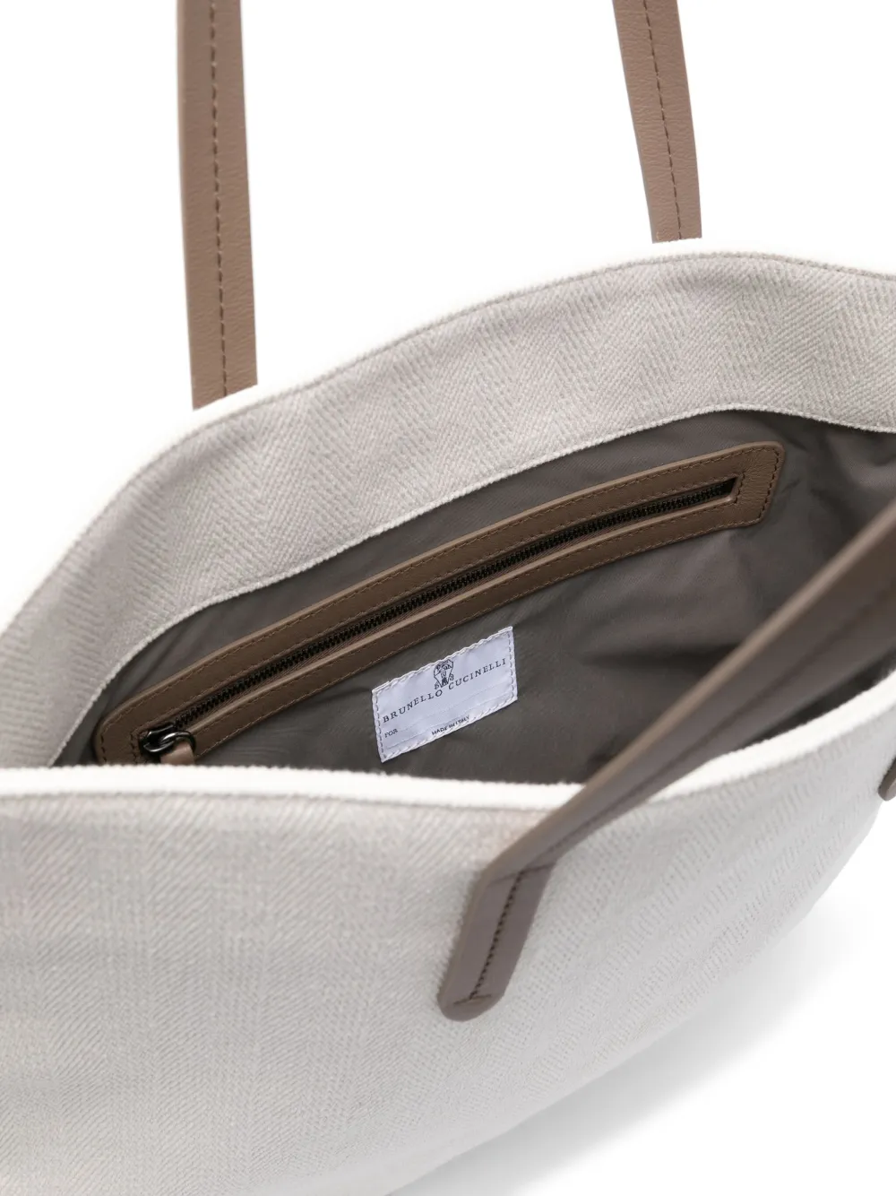 Brunello Cucinelli Shopper met geborduurd logo Wit