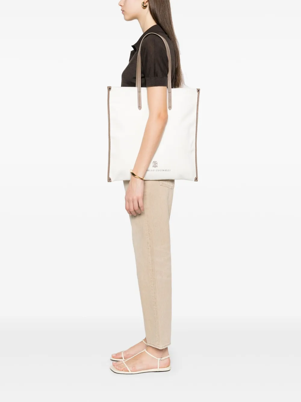 Brunello Cucinelli logo-embroidered tote bag | Men | Image 2